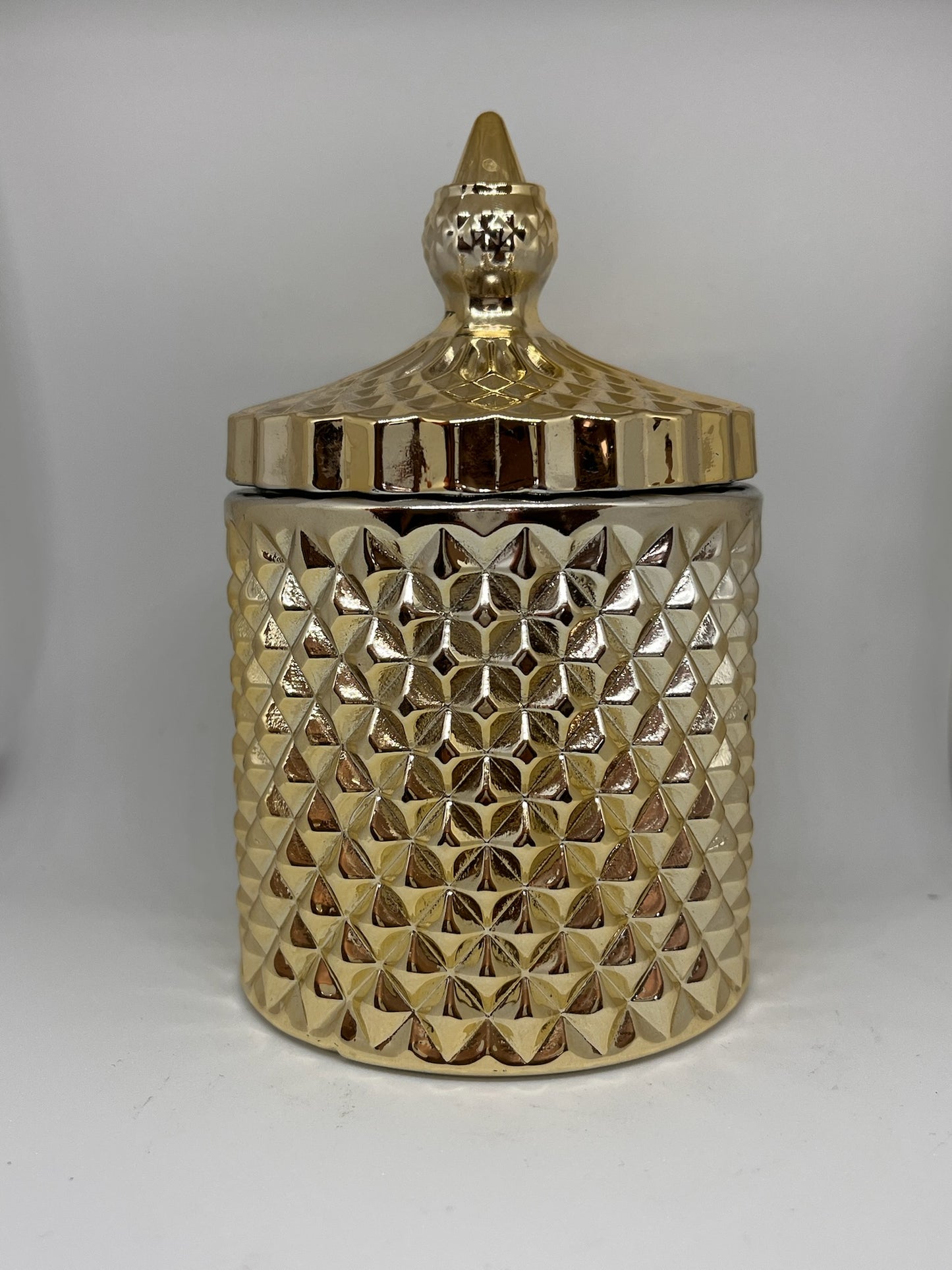 Gold Cut Glass Candle with Lid